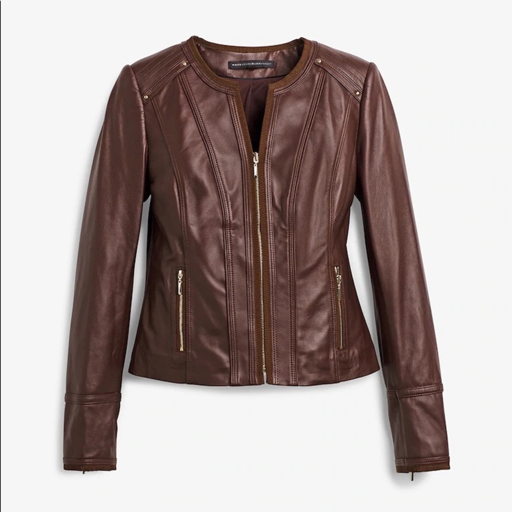 NWT White House Black Market Leather Jacket XXS